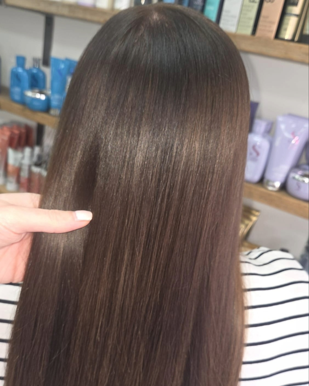 after image of brown hair being professionally coloured at affinity for hair salon in taunton after image of brown hair being professionally coloured at affinity for hair salon in taunton