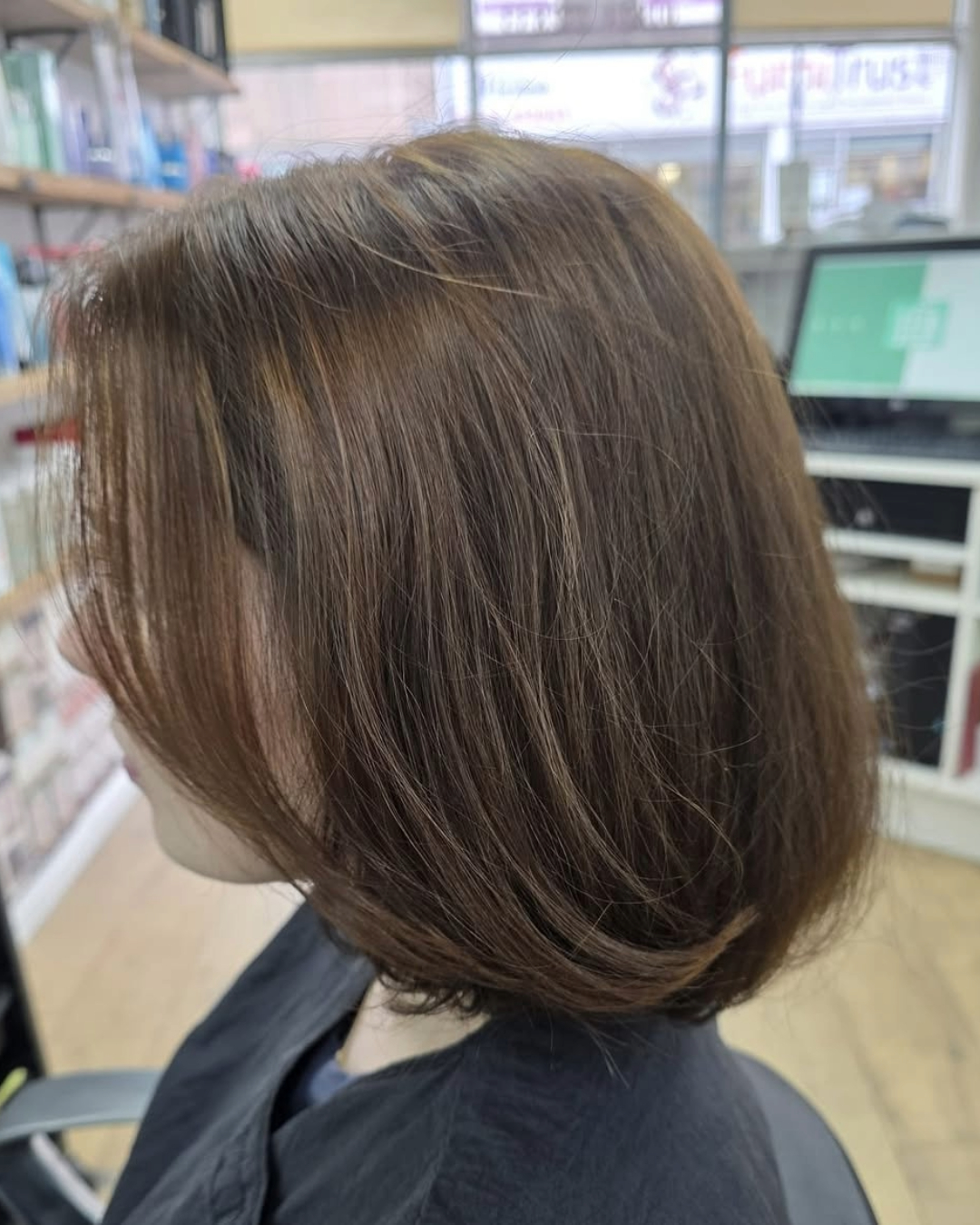 after picture of layered bob hair cut carried out at affinity for hair salon in taunton